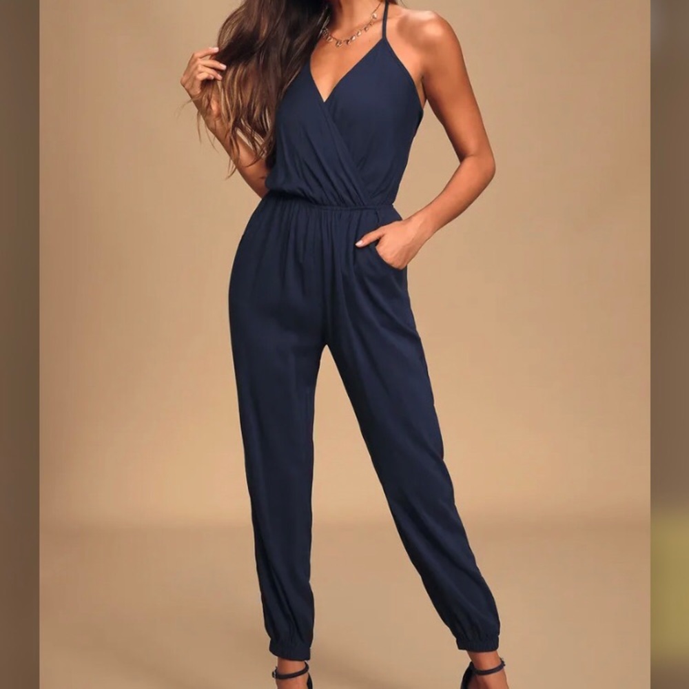 Lulu’s Navy Halter Jumpsuit